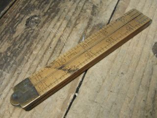 Antique Stanley No.  61 Folding Boxwood Ruler 24 " Long
