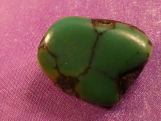 Antique Tibetan Natural Green Turquoise Bead Copper Backing Worn Patina 10 - 8.  2mm