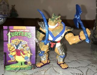 Rare Tmnt Shogun Shoate 1994 Ninja Turtles With 2 Blue Weapons & Card
