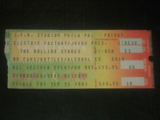 Rolling Stones 1981 Concert Ticket Stub Jfk Stadium Philadelphia 9/25/81 Rare