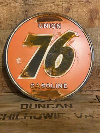 Vintage Union 76 Metal Sign Gas Oil Service Station Gasoline Rare Pump Plate