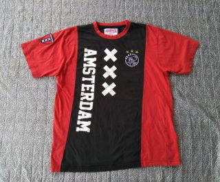 Vintage Ajax Amsterdam Football Club Rare Cotton T Shirt Large Amsterdamsche