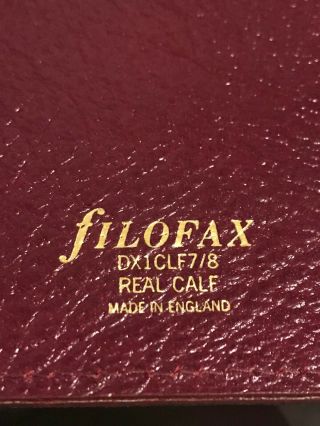 FILOFAX DESKFAX DX1 CLF 7/8 RARE VINTAGE BURGUNDY REAL CALF LEATHER MADE IN UK 2