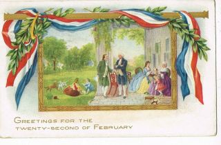 Antique Postcard (whitney Made) " Greetings For The Twenty - Second Of February "