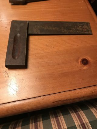 Antique Stanley 7.  5 Inch Wood And Brass Square