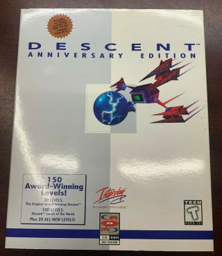 Descent Anniversary Edition Pc Cd - Rom Game 1996 Dos Version Rare N4 Big Box