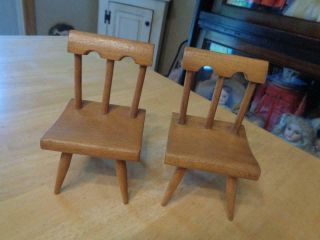 2 Vintage Wooden Doll Chairs Ginny Size?? Made In Yugoslavia 5 " High