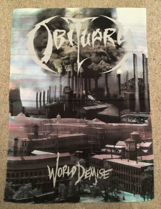 1993 Obituary Flag World Demise Rare Vtg Blue Grape Tapestry Poster T Shirt Tour