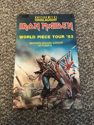 Vintage 1983 Iron Maiden World Piece Tour Poster Madison Square Garden Rare