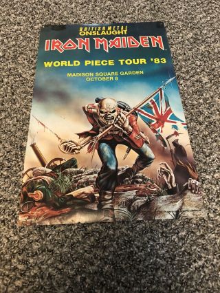 Vintage 1983 Iron Maiden World Piece Tour Poster Madison Square Garden Rare 2