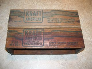 Vintage Kraft American Cheese 2 Pound Wood Boxes