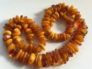 RARE Natural Antique Baltic Vintage Amber OLD BUTTERSCOTCH BEADS Necklace 68 gr 2