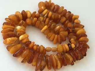 RARE Natural Antique Baltic Vintage Amber OLD BUTTERSCOTCH BEADS Necklace 68 gr 3