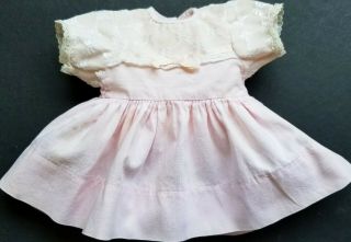 Vintage Sweet Little Pale Pink Doll Dress With Embroidered Top Fits 14 16 " Dol
