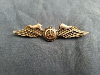 Rare Ww2 Pilot Aviation Wings Pin Wwii Us Army Air Corps Medal Silver Gemsco