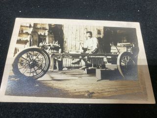 Vintage Model T Car Sports Roadster Shop Trade Card Post Antique Photo Race Pace