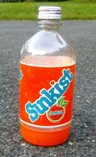 Rare Vintage 1980s Sunkist Orange Soda Plastic Two Part Bottle 5 Cent Deposit
