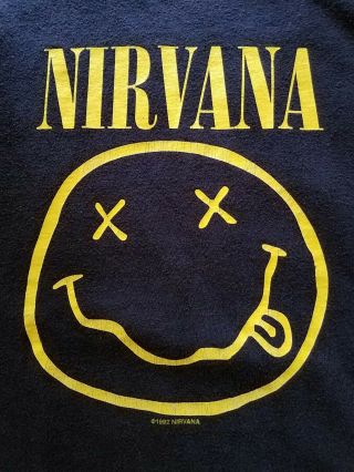 Nirvana 1992 Smiley Face Xl Kurt Corbain Grunge Punk Hardcore Legends Rare Worn