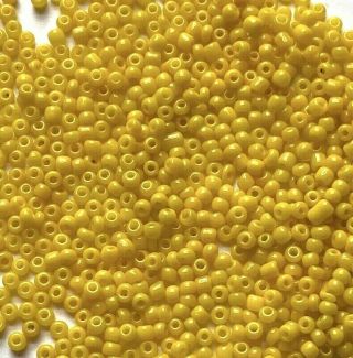 Rare Pre - 1900 Antique Micro Seed Beads - 13 - 14/0 Rich Greasy Opaque Corn Yellow 2