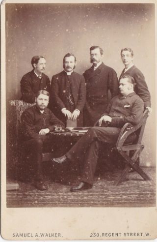 Antique Cabinet Photo.  Group Of 6 Men.  London Studio