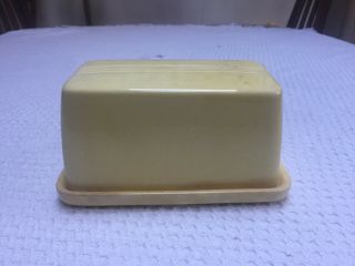 Vintage Norge Art Deco Butter Dish Pale Yellow Refrigerator Dish Rare