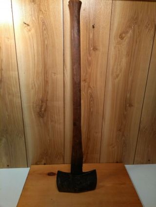 Vintage Double Bit Axe W/rare Hand Carved Handle 3.  8 Lbs Nova Scotia Barn Find