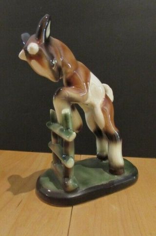 Vintage Rare Goldscheider Goat Jumping Fence Figurine 7 Inches