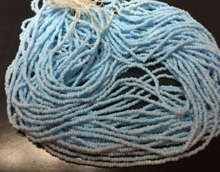 Antique Micro Seed Beads - 14/0 - 16/0 Soft Baby Powder Sky Blue Greasy Opaque hanks 2