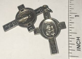 Rare Antique Sterling Silver Miraculous Mary Sliding Cross Medal
