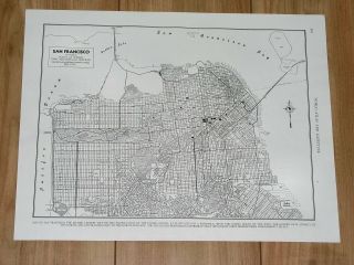 1941 Vintage City Map Of San Francisco / California