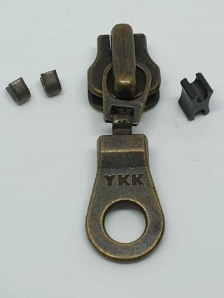 Ykk Zipper Slider (size 8) With Top/bottom Stoppers,  Antique Finish,  L@@k