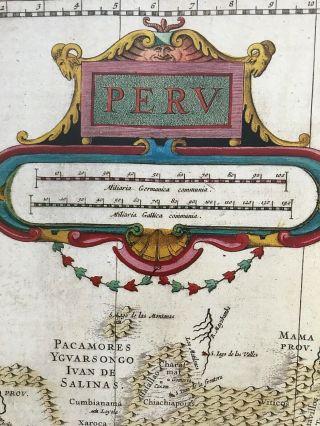 Historic Antique Old Vintage MAP 1500 ' s: Peru,  Pacific coast: Blaeu Reprint 2