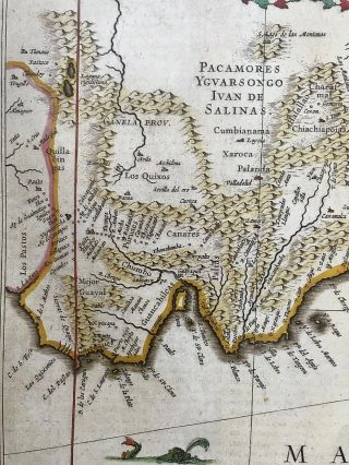 Historic Antique Old Vintage MAP 1500 ' s: Peru,  Pacific coast: Blaeu Reprint 3