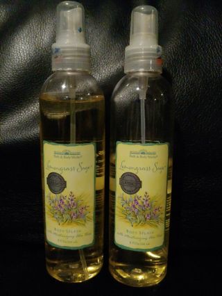2 Rare Bath & Body Lemongrass Sage 8oz Body Splashes - 1 Full & 1 70