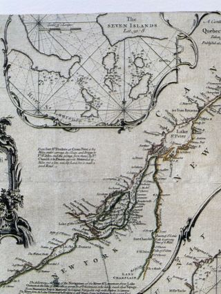 Historic Antique Old Vintage MAP 1700 ' s: Gulf of St Laurence,  Canada: Reprint 3