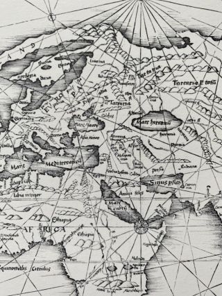 Antique Old Vintage MAP 1500 ' s 1520: The World (Admirals Map) Columbus: Reprint 3