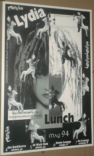 Lydia Lunch Rare Multi - Date 1994 Concert Gig Poster Teenage Jesus Jerks/no - Cd/lp