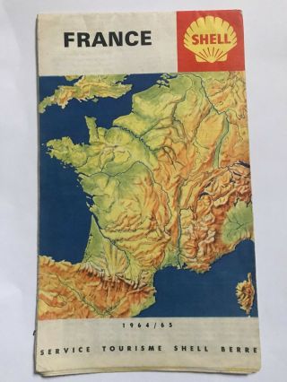 Vintage Shell Road Map Of France 1964/65