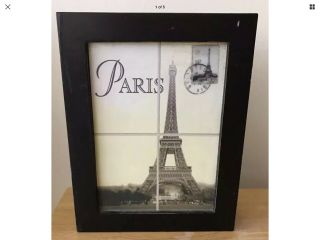 Vintage ‘wood Type’ Hinged Lid Box With Eiffel Tower Paris