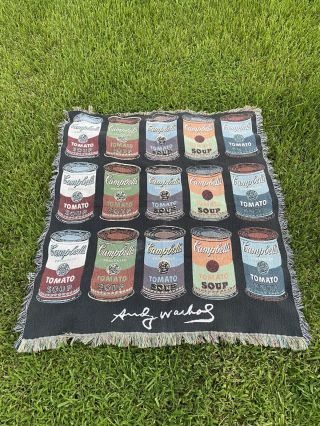 Rare Vintage Andy Warhol Campbell’s Tomato Soup Throw Blanket 54x47