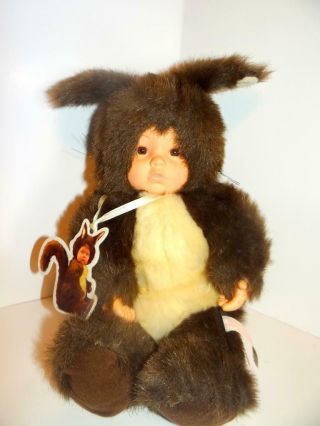 Anne Geddes Baby Doll Brown Squirrel Costume Plush 15 " With Neck Tag 1998 Euc