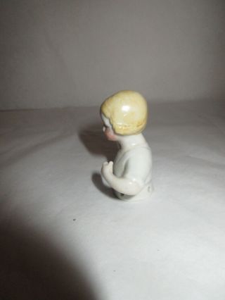 Antique German Porcelain Half Doll - Little Girl Rosy Cheeks Waving 2