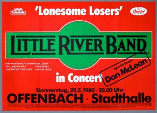 Little River Band Don Mclean - Rare Vintage Orig Offenbach 1980 Concert Poster