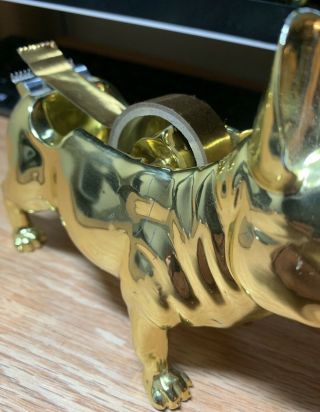 Nate Berkus French Bulldog Tape Dispenser Desktop Gold Complete Rare Retired 3