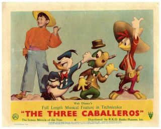 The Three Caballeros Walt Disney Animation Lobby Card Rare Donald Duck