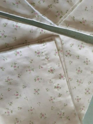 SOFT CREAM COTTON VINTAGE PILLOW CASES SPRIGGED WITH PINK AND GREEN 3