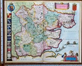 Old Antique Vintage Tudor Blaeu Map Of Essex England 1600 