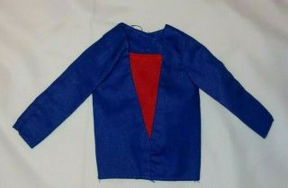 Vtg Htf Barbie Tagged Long Sleeve Blue Shirt W/red V