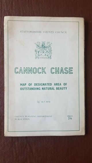 Vintage 1965 Map Of Cannock Chase A Designated Area Of Outstanding Beauty