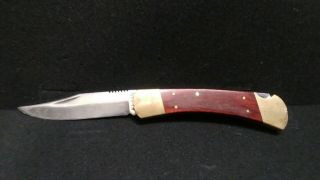 Ka - Bar Lock Back Knife Made In The Usa Rare Wooden Brass Handle Vintage Kabar